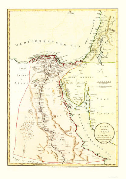 Historic Map - Egypt Arabia Palestine - Laurie 1801 - 23 x 32.47 - Vintage Wall Art