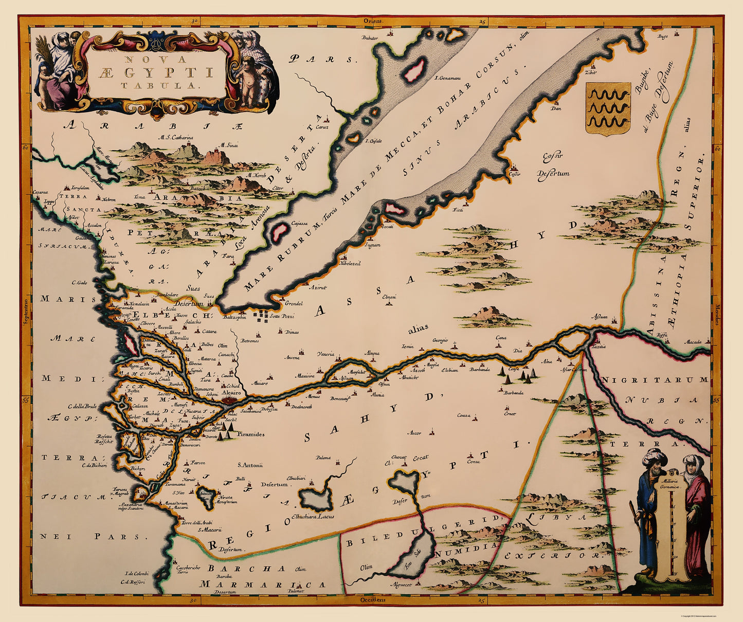 Historic Map - Egypt - Blaeu 1662 - 23 x 27.48 - Vintage Wall Art