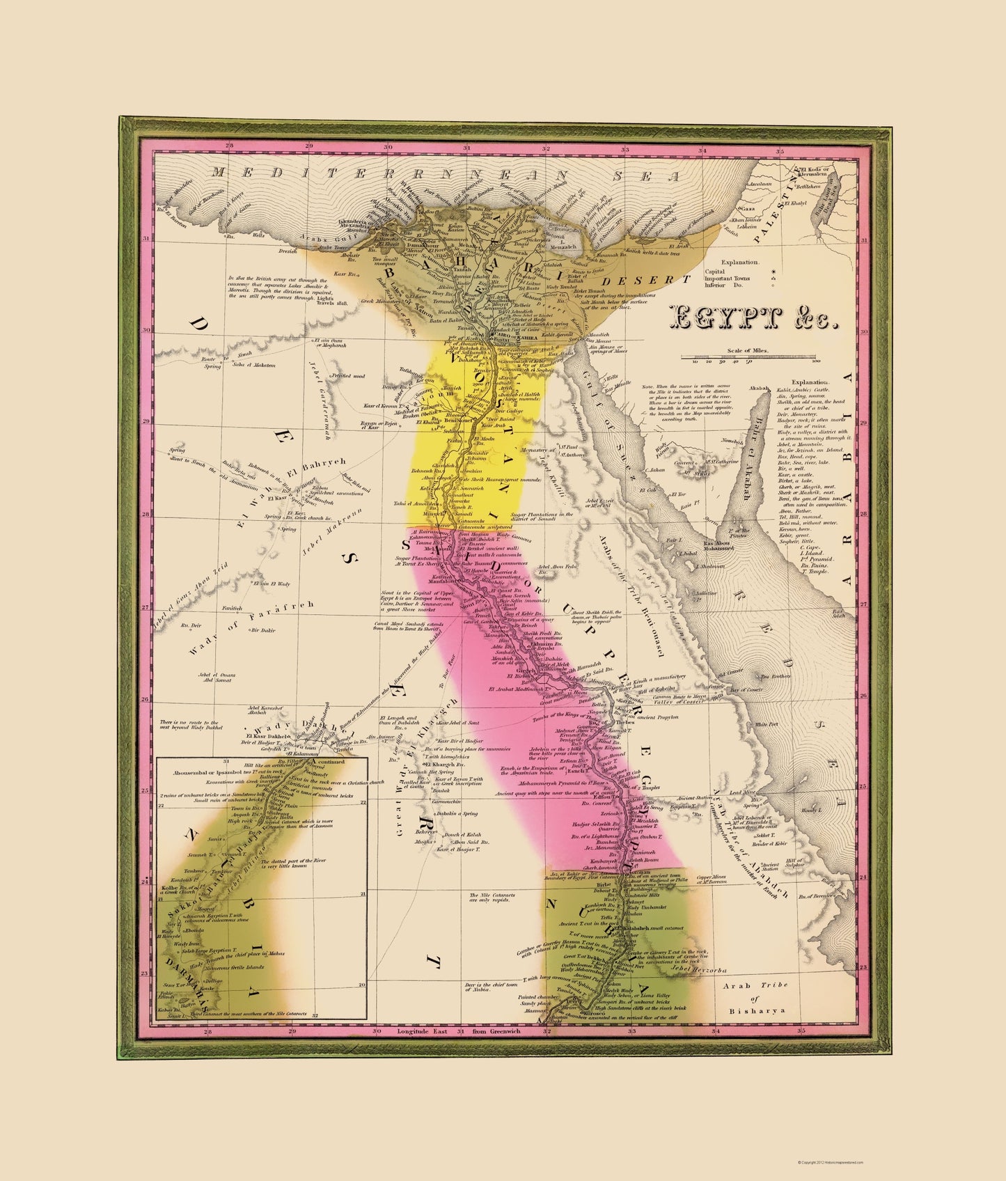 Historic Map - Egypt - Mitchell 1846 - 23 x 26.99 - Vintage Wall Art