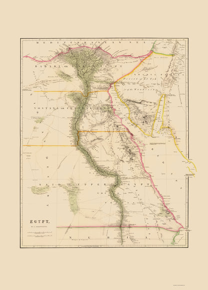 Historic Map - Egypt - Arrowsmith 1844 - 23 x 31.95 - Vintage Wall Art