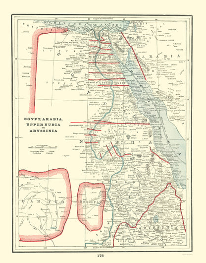 Historic Map - Egypt Arabia Nubia Abyssinia - Rathbun 1893 - 23 x 29 - Vintage Wall Art