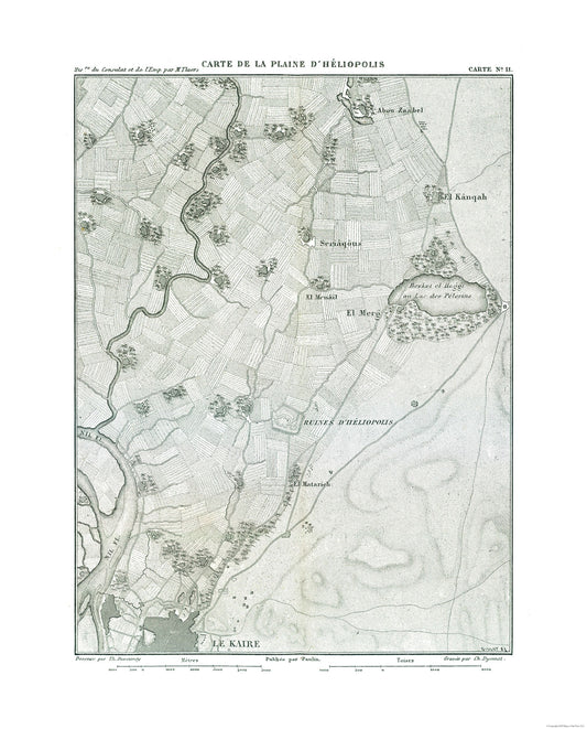 Historic Map - Heliopolis Egypt - Thiers 1866 - 23 x 28.53 - Vintage Wall Art