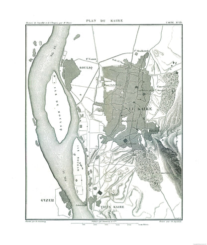 Historic Map - Cairo Egypt - Thiers 1866 - 23 x 27.17 - Vintage Wall Art