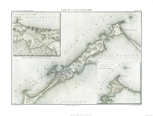 Historic War Map - Alexandria Egypt - Thiers 1866 - 30.40 x 23 - Vintage Wall Art