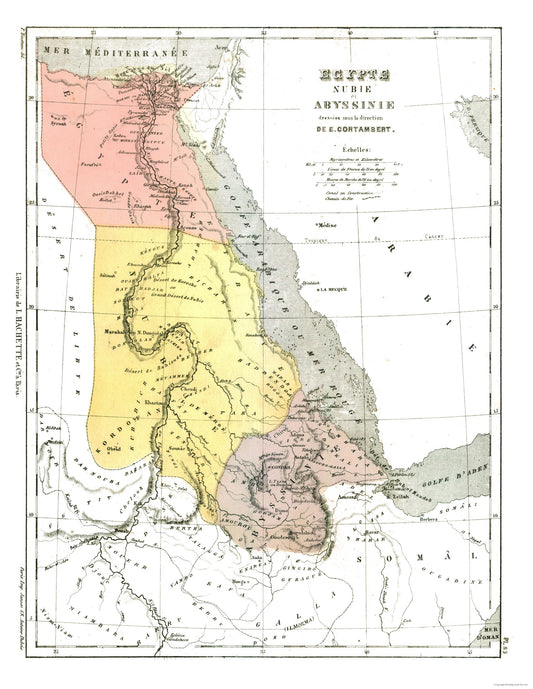 Historic Map - Egypt - Cortambert 1880 - 23 x 29.72 - Vintage Wall Art