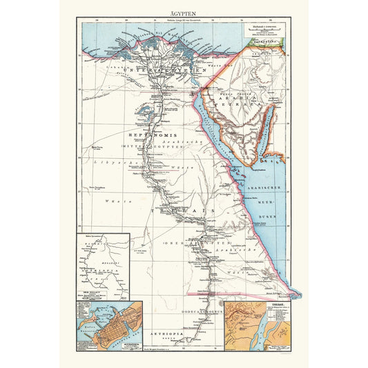 Historic Map - Egypt - Droysen 1886 - 23 x 33.97 - Vintage Wall Art