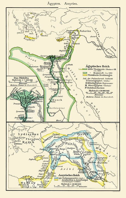 Historic Map - Middle East Egypt Assyria - Putzgers 1897 - 23 x 36.04 - Vintage Wall Art