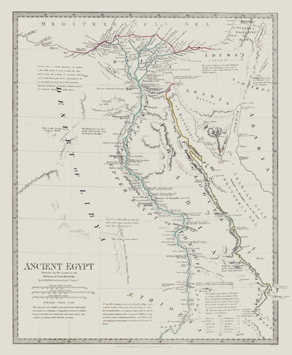 Historic Map - Egypt Ancient -Long 1831 - 23 x 27.92 - Vintage Wall Art