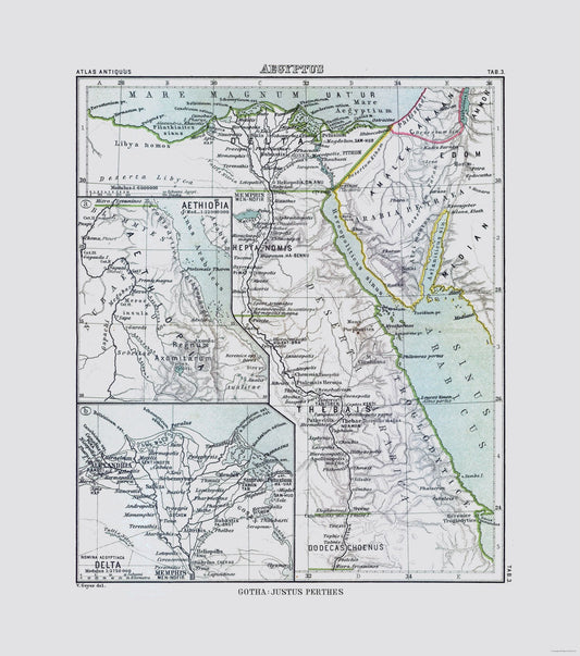 Historic Map - Egypt - Perthes 1896 - 23 x 26.04 - Vintage Wall Art