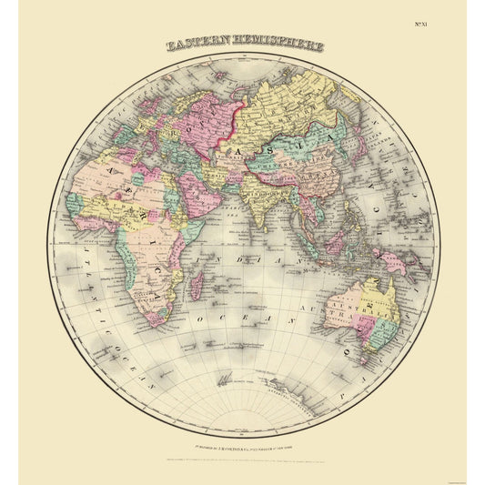 Historic Map - Eastern Hemisphere - Colton 1855 - Vintage Wall Art