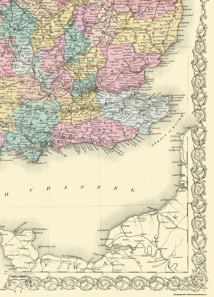 Historic Map - England Wales - Colton 1855 - 23 x 32 - Vintage Wall Art