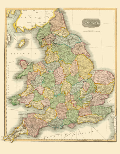 Historic Map - England - Thomson 1814 - 23 x 29.52 - Vintage Wall Art