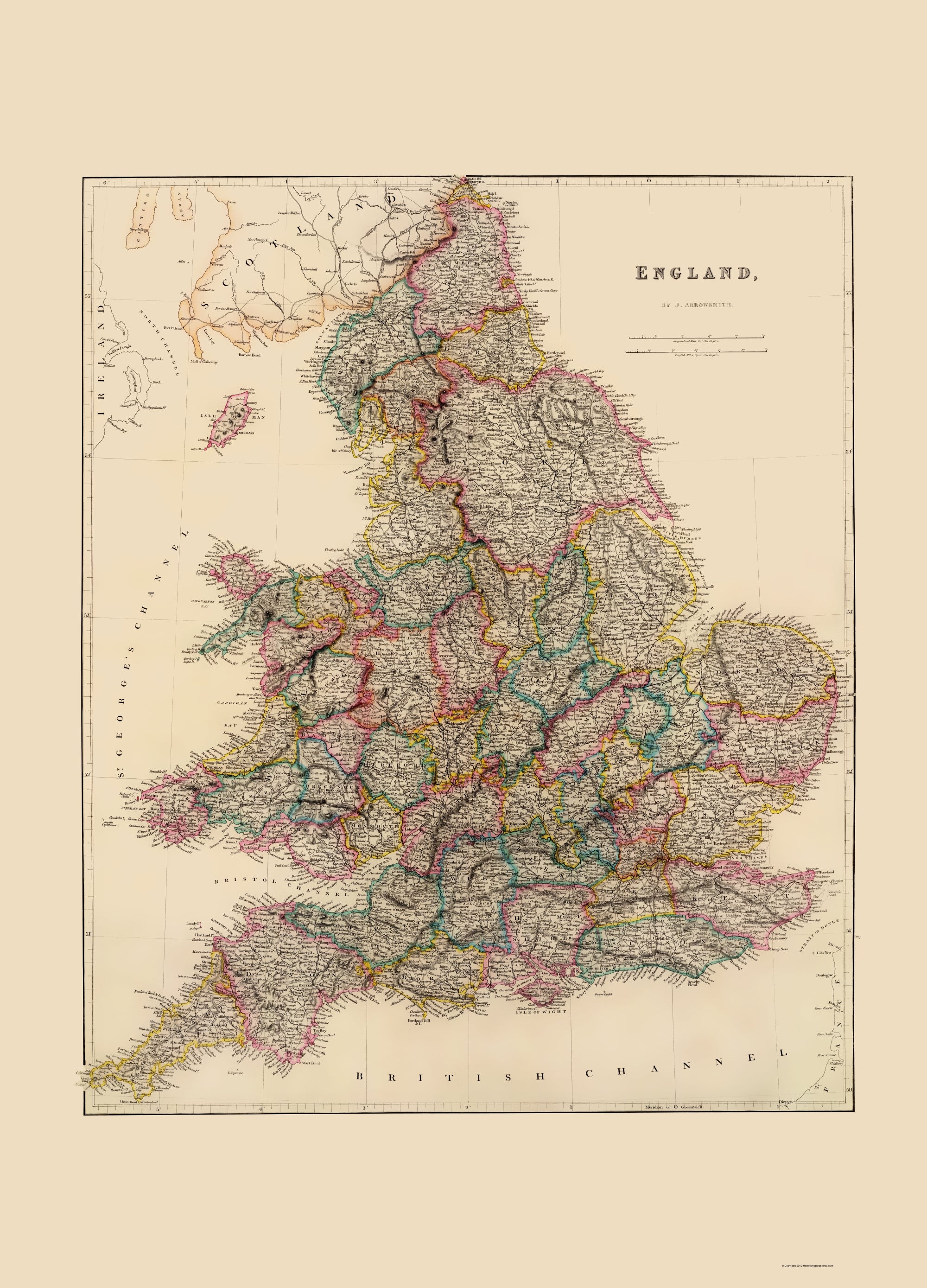 Map Archive England Historic Map - England - Arrowsmith 1844 - Vintage Wall Art – Maps of ...