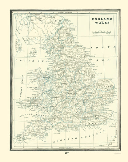 Historic Map - England Wales - Rathbun 1893 - 23 x 28.98 - Vintage Wall Art