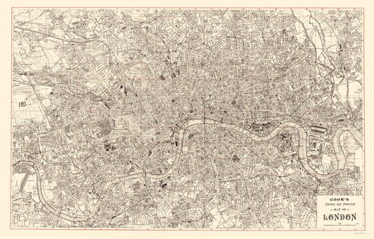 Historic Map - London England Literary Historical - Cook 1899 - 23 x 35 - Vintage Wall Art