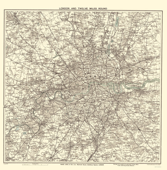 Historic Map - London England - Bartholomew 1925 - 23 x 23.49 - Vintage Wall Art