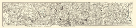 Historic Map - London England Central Section 2 - Bartholomew 1913 - 23 x 110 - Vintage Wall Art