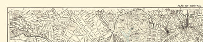 Historic Map - London England Central Section 2 - Bartholomew 1913 - 23 x 110 - Vintage Wall Art