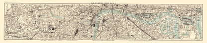 Historic Map - London England Central Section 3 - Bartholomew 1913 - 23 x 110 - Vintage Wall Art