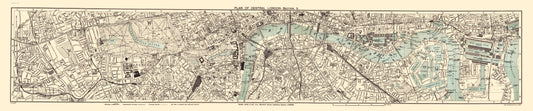 Historic Map - London England Central Section 3 - Bartholomew 1913 - 23 x 110 - Vintage Wall Art