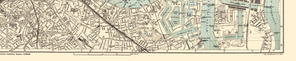 Historic Map - London England Central Section 3 - Bartholomew 1913 - 23 x 110 - Vintage Wall Art