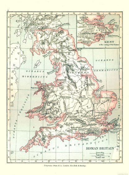 Historic Map - Scotland Roman Britain Circa 400 - Gardiner 1902 - 23 x 31.08 - Vintage Wall Art