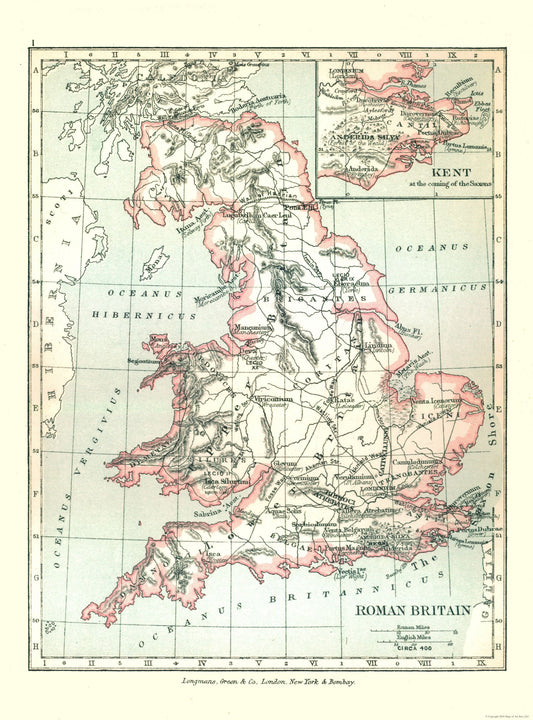 Historic Map - Scotland Roman Britain Circa 400 - Gardiner 1902 - 23 x 31.08 - Vintage Wall Art