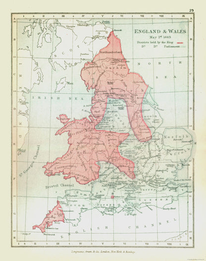 Historic Map - England Wales 1643 - Gardiner 1902 - 23 x 29.11 - Vintage Wall Art