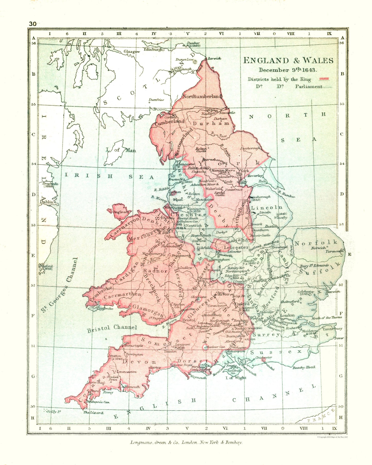 Historic Map - England Wales 1643 - Gardiner 1902 - 23 x 28.74 - Vintage Wall Art