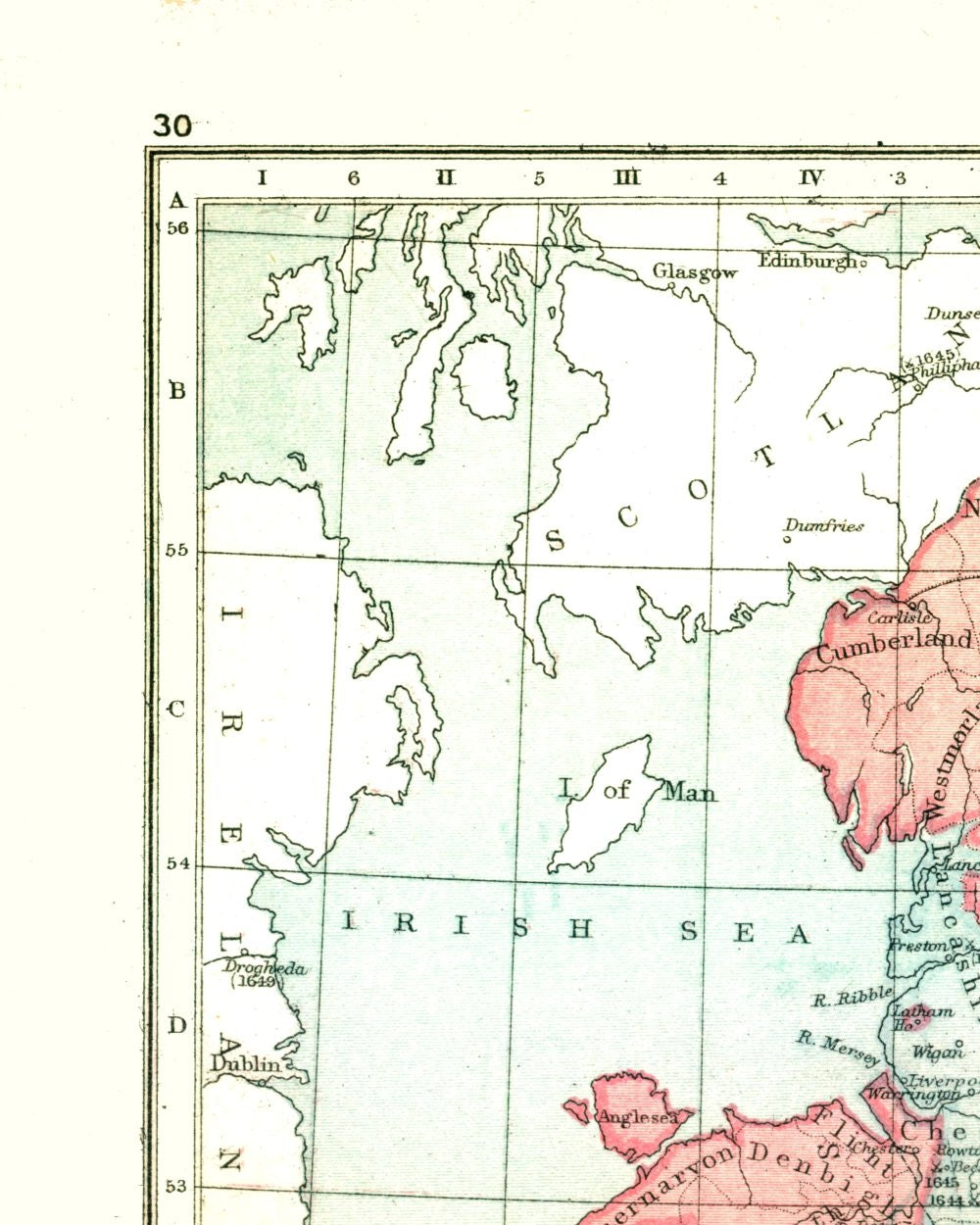 Historic Map - England Wales 1643 - Gardiner 1902 - 23 x 28.74 - Vintage Wall Art