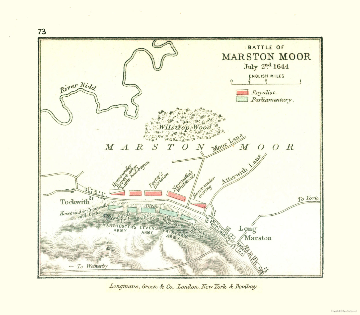 Historic Map - Marston Moor England 1644 - Gardiner 1902 - 26.28 x 23 - Vintage Wall Art