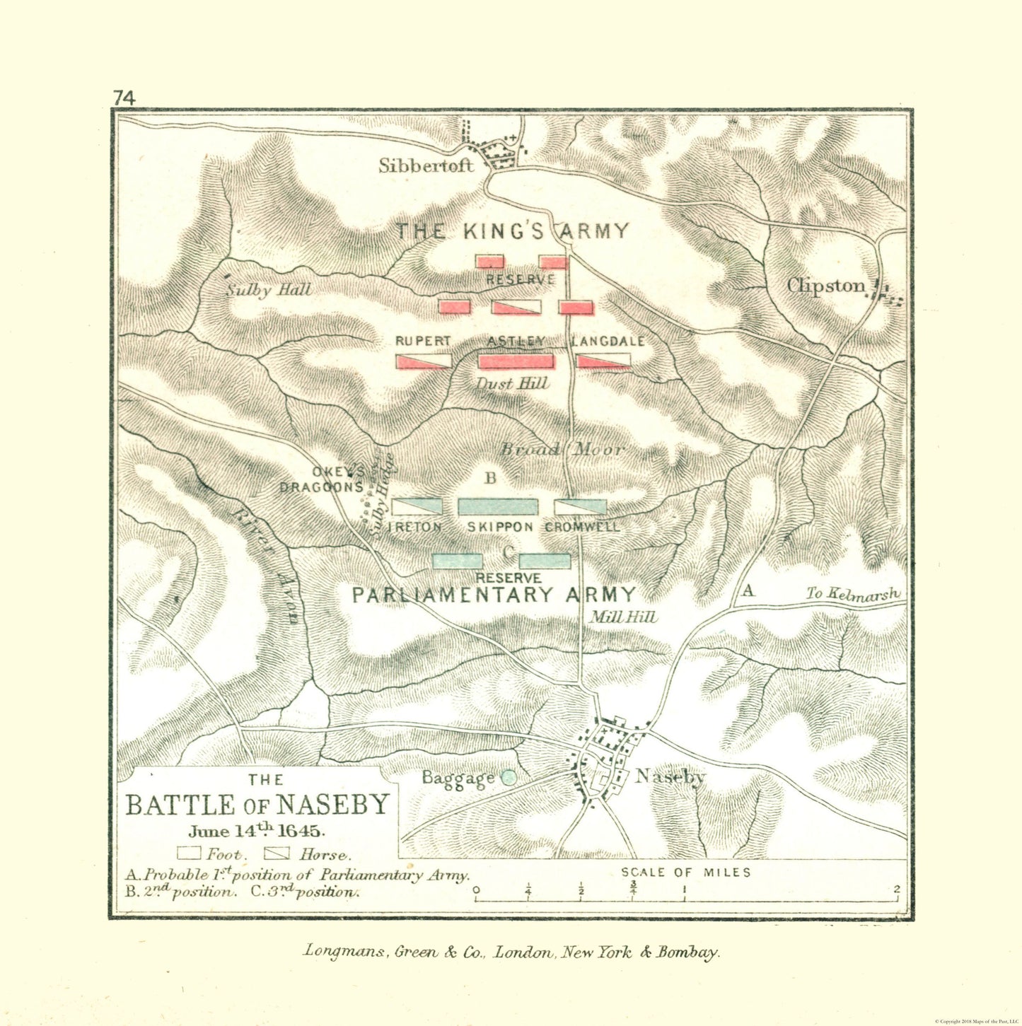 Historic War Map - England Naseby Battle 1645 - Gardiner 1902 - 23 x 23.09 - Vintage Wall Art