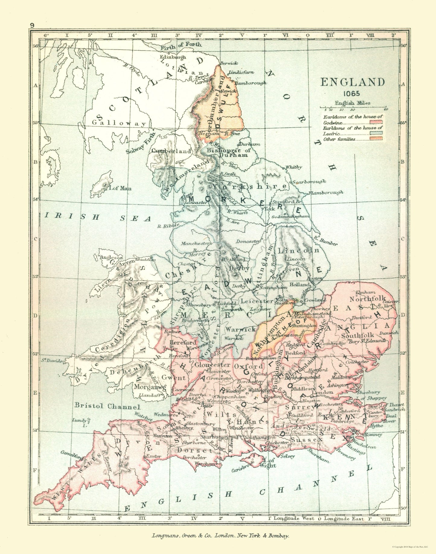 Historic Map - England 1065 - Gardiner 1902 - 23 x 29.25 - Vintage Wall Art