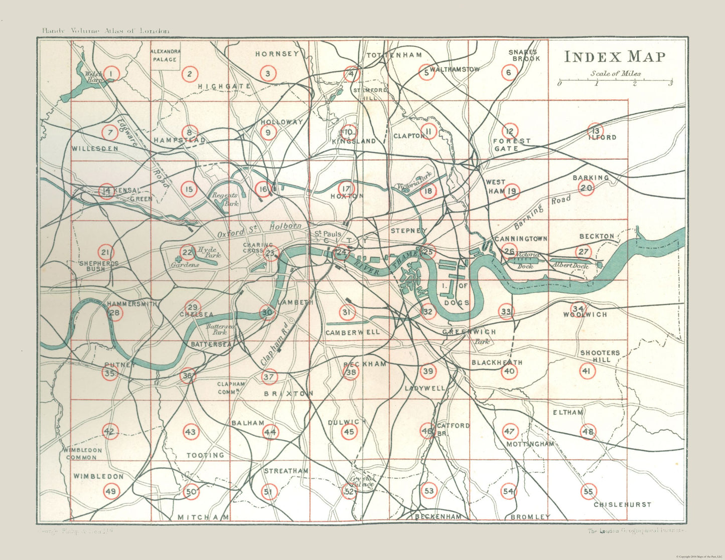 Historic Map - London England Atlas Index - Philip 1902 - 29.76 x 23 - Vintage Wall Art