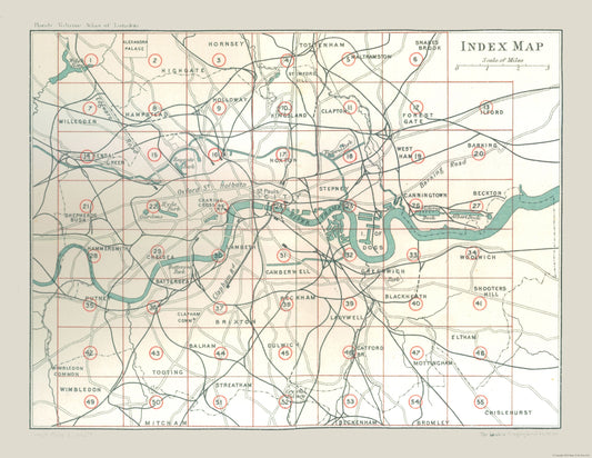 Historic Map - London England Atlas Index - Philip 1902 - 29.76 x 23 - Vintage Wall Art