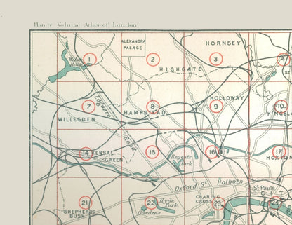 Historic Map - London England Atlas Index - Philip 1902 - 29.76 x 23 - Vintage Wall Art