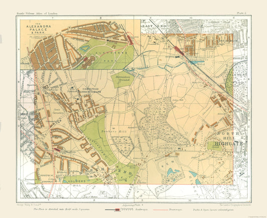 Historic Map - Alexandra Palace England - Philip 1904 - 29.76 x 23 - Vintage Wall Art