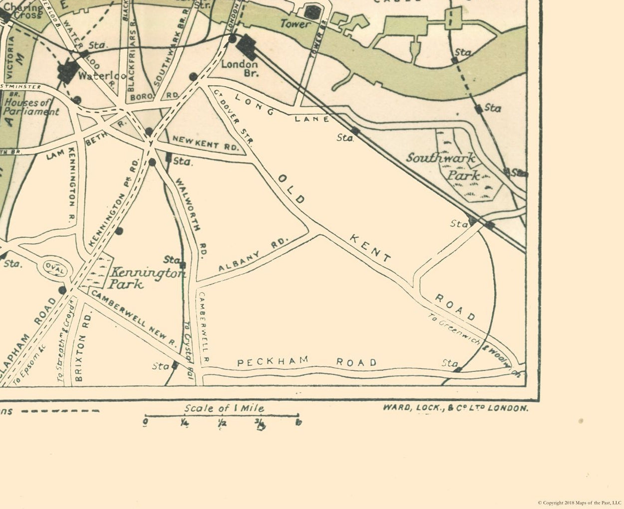 Historic Map - London England Thoroughfares - Ward 1913 - 28.15 x 23 - Vintage Wall Art