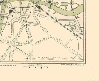 Historic Map - London England Thoroughfares - Ward 1913 - 28.15 x 23 - Vintage Wall Art