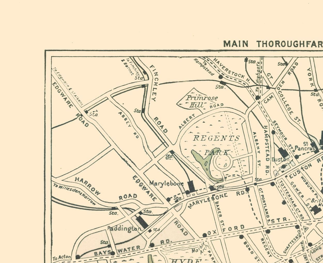 Historic Map - London England Thoroughfares - Ward 1913 - 28.15 x 23 - Vintage Wall Art