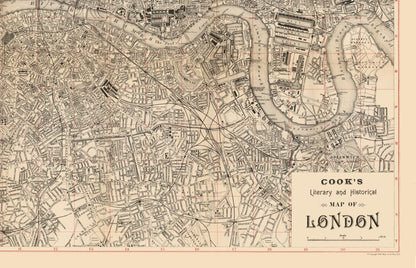 Historic Map - London England Literary Historical - Cook 1899 - 35.69 x 23 - Vintage Wall Art