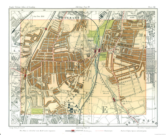 Historic Map - Brockley London England - Philip 1904 - 28.28 x 23 - Vintage Wall Art