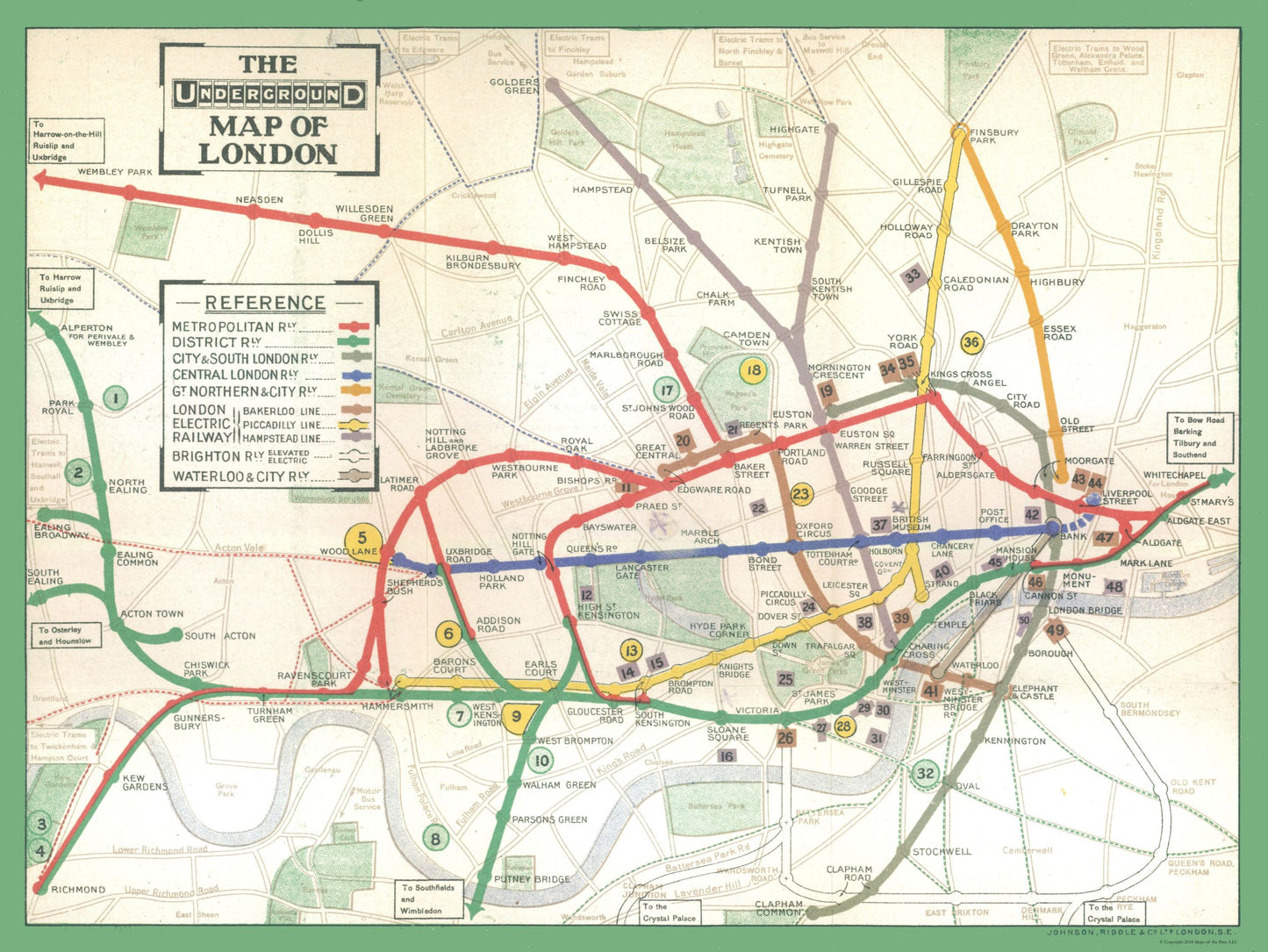 Historic Map - London England Metro - Ward 1913 - 30.64 x 23 - Vintage Wall Art