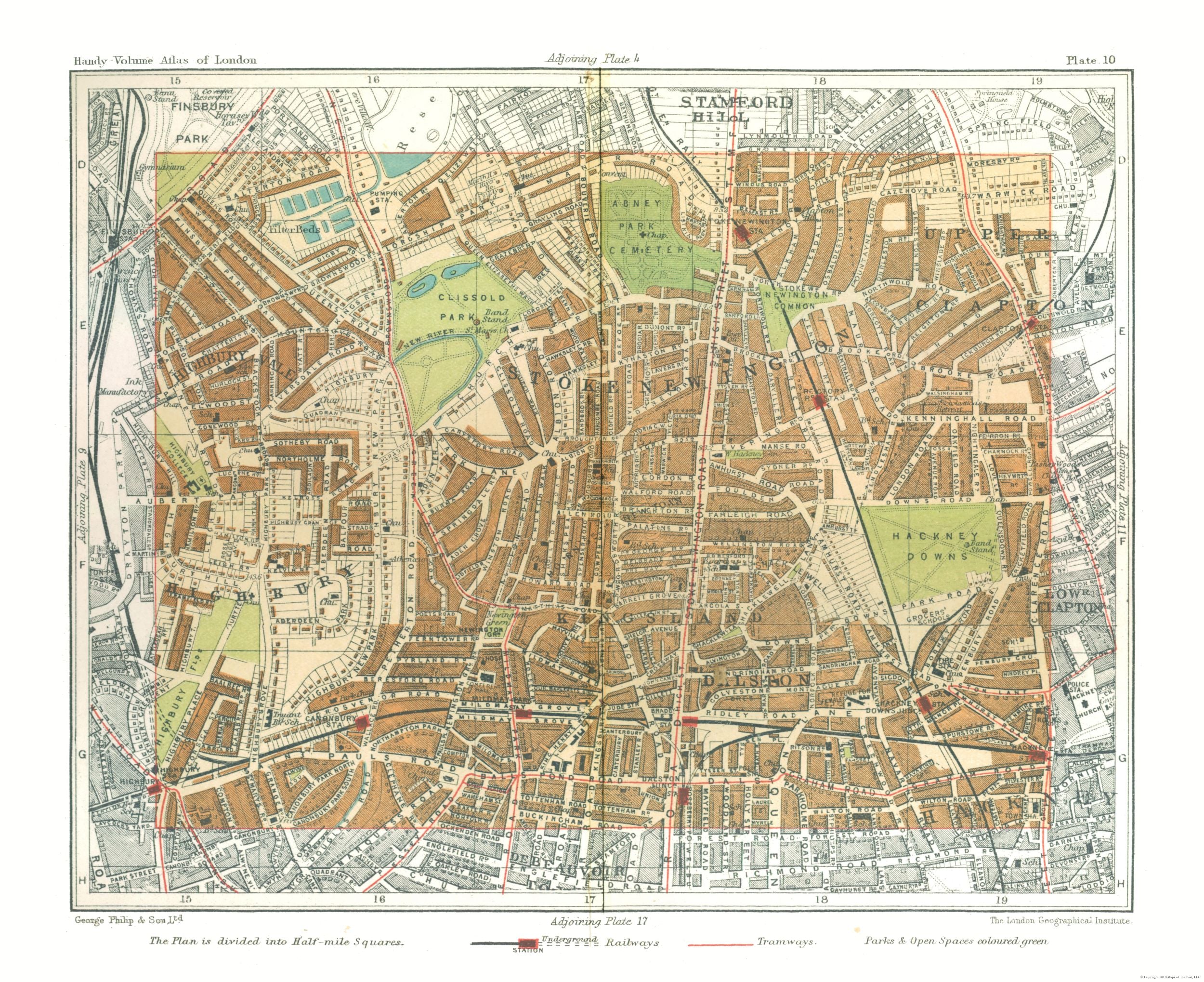 Historic Map - Hackney London England - Philip 1904 - 28.21 x 23 - Vin ...