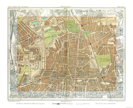 Historic Map - Hackney London England - Philip 1904 - 28.21 x 23 - Vintage Wall Art