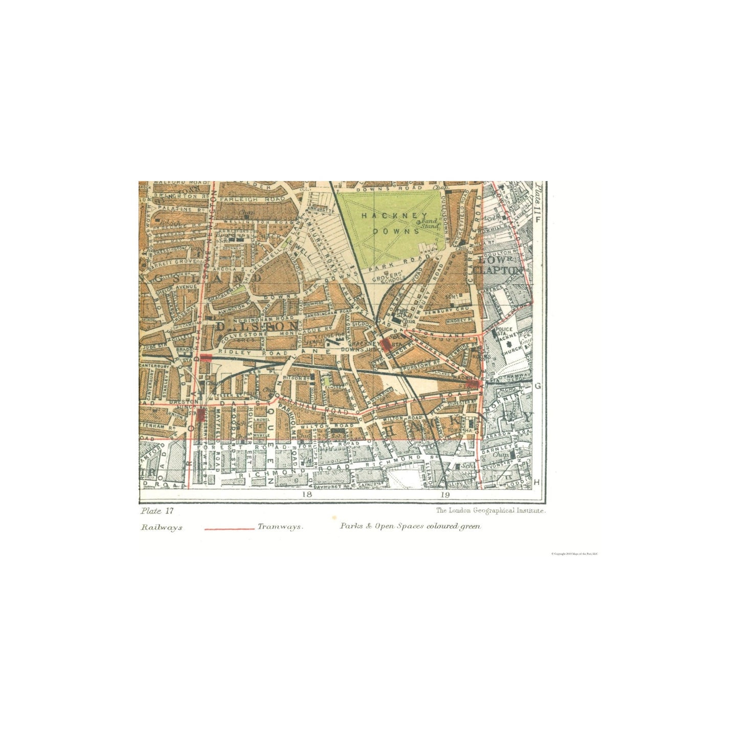 Historic Map - Hackney London England - Philip 1904 - 28.21 x 23 - Vin ...