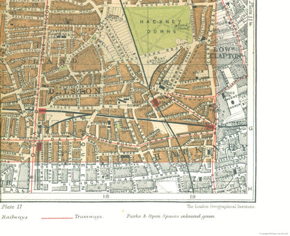 Historic Map - Hackney London England - Philip 1904 - 28.21 x 23 - Vintage Wall Art