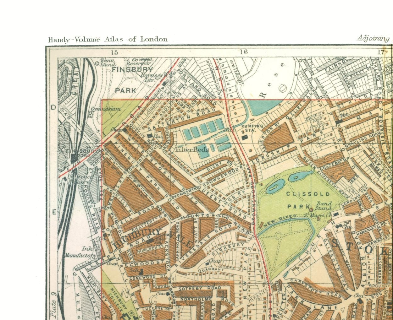 Historic Map - Hackney London England - Philip 1904 - 28.21 x 23 - Vintage Wall Art