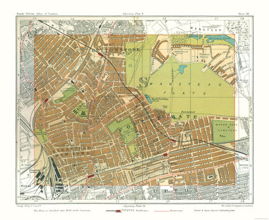 Historic Map - WansteFlats London England - Philip 1904 - 28.09 x 23 - Vintage Wall Art