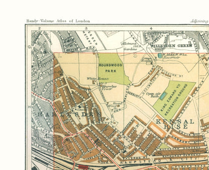 Historic Map - Kensal Green London England - Philip 1904 - 28.28 x 23 - Vintage Wall Art